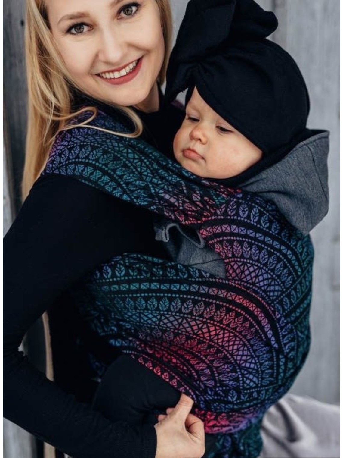 LennyHybrid, Standard, jacquard, (60% bawełna, 28% wełna merynosowa, 8% jedwab, 4% kaszmir) - PEACOCK'S TALE - BLACK OPAL