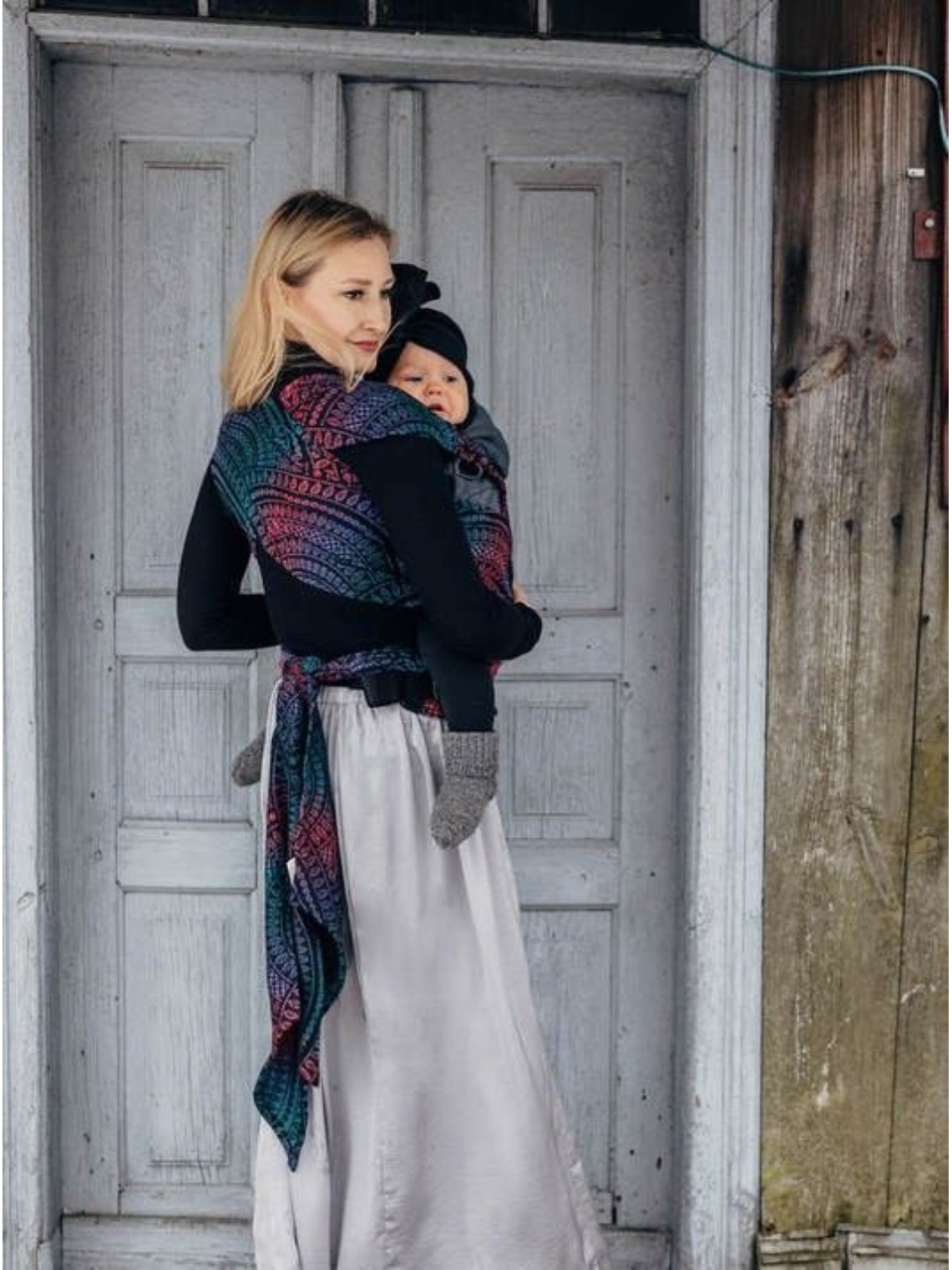 LennyHybrid, Standard, jacquard, (60% bawełna, 28% wełna merynosowa, 8% jedwab, 4% kaszmir) - PEACOCK'S TALE - BLACK OPAL